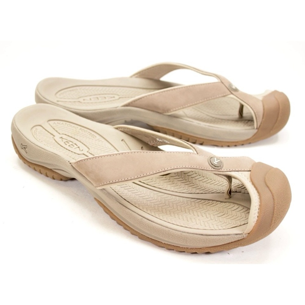 Keen Waimea Mens Size US 15 Grayish Brown Taupe Toe Protecting Water Flip Flops